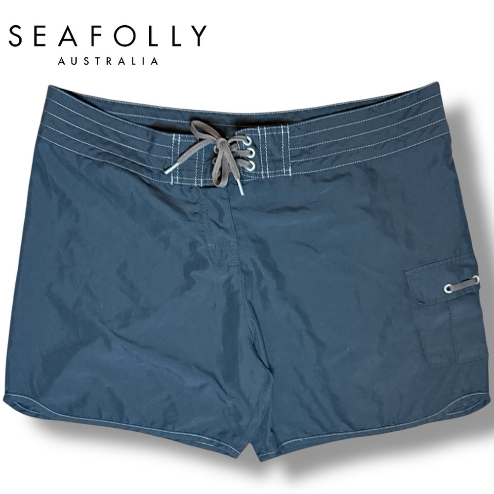 Seafolly Australia Blue Mid Rise Cargo Style Swim Board Shorts |  Sz XL
